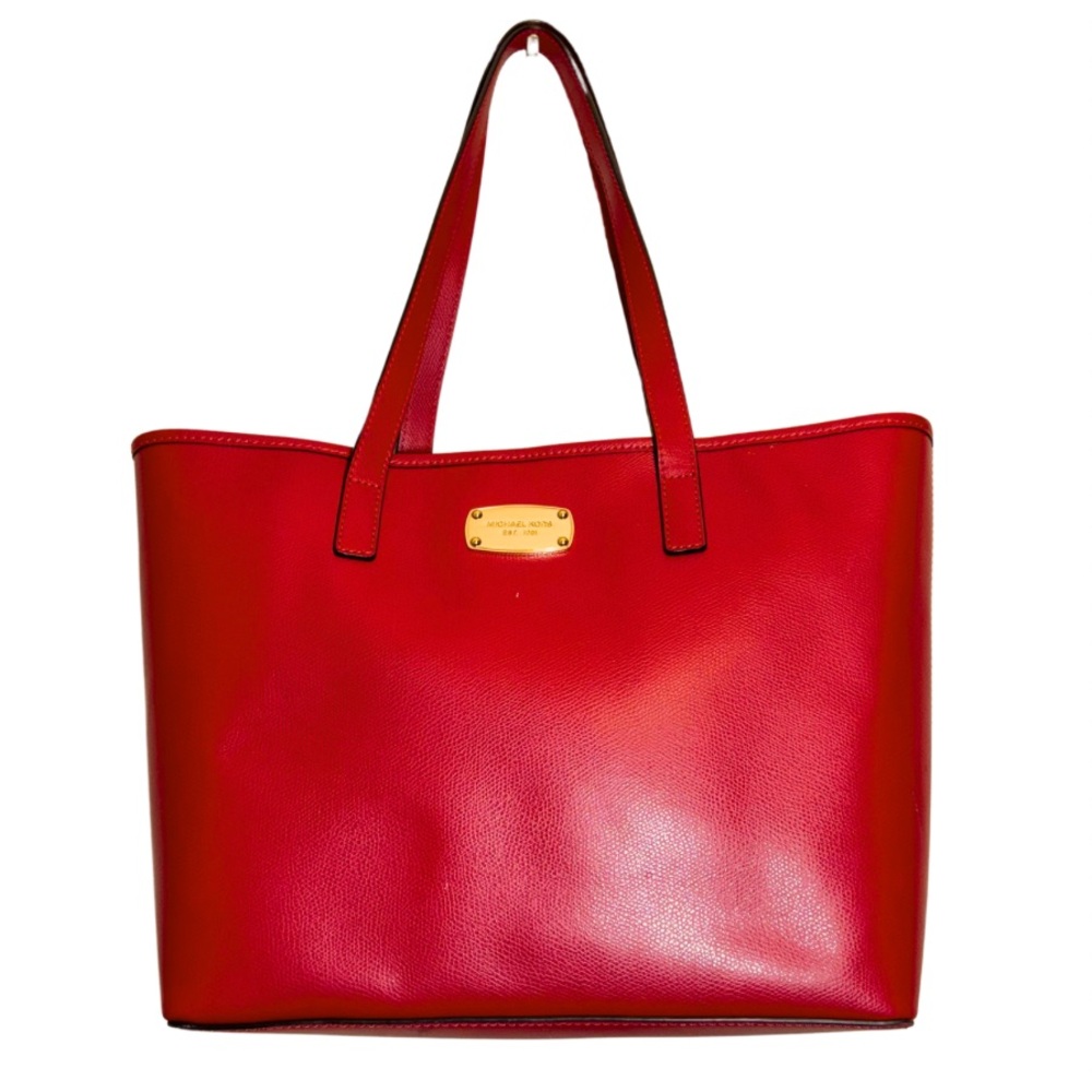 Michael Kors Red Leather Tote Bag